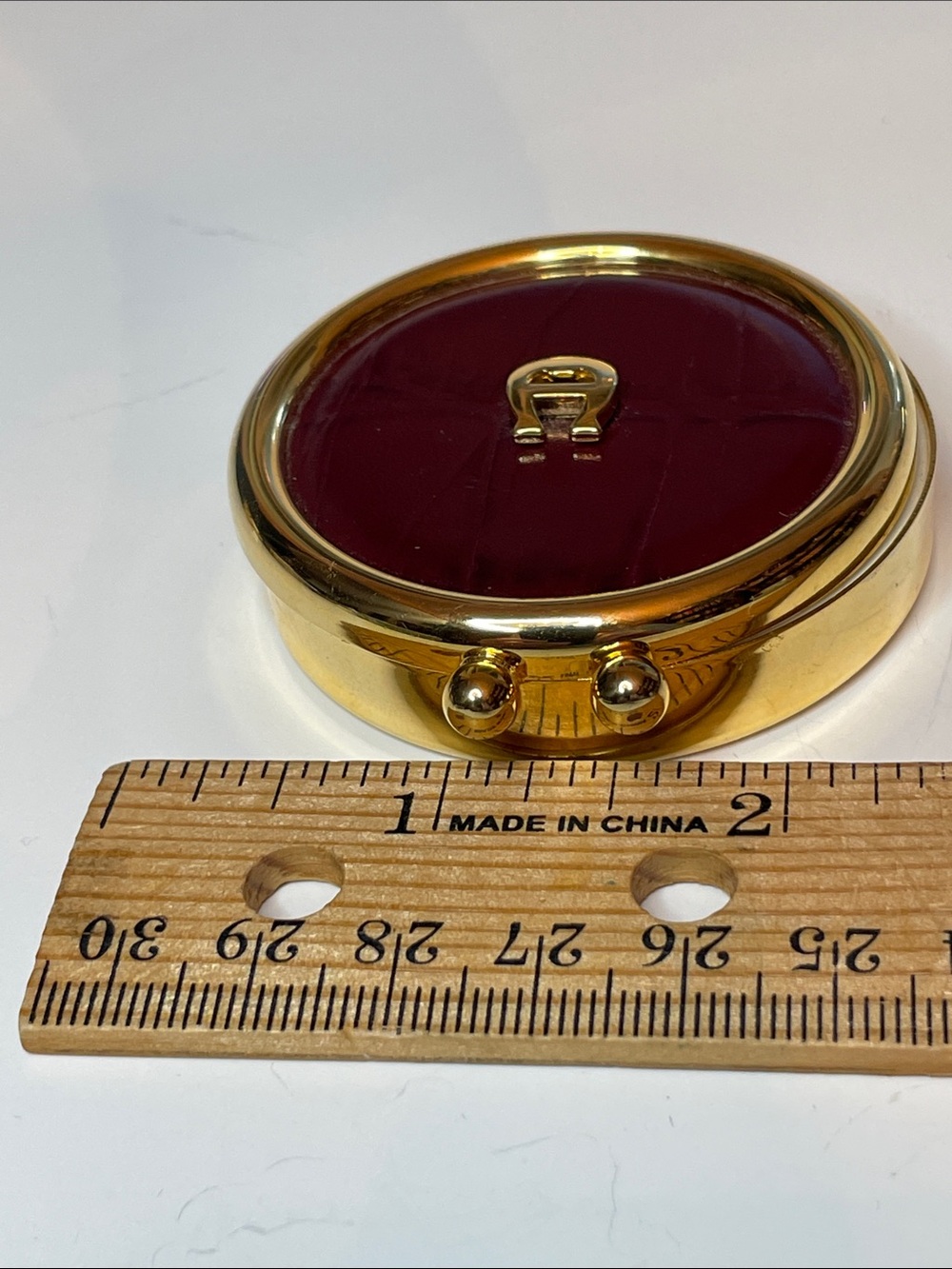 Vintage Etienne Aigner Small Oxblood Leather Pill Box Four Interior Sections - Picture 5 of 6